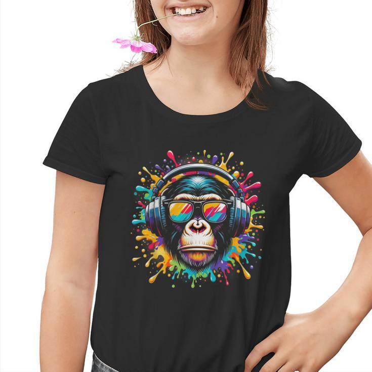Dj Affen Monkey Mit Kopfhörer Und Sonnenbrille Herren Damen Kinder Tshirt