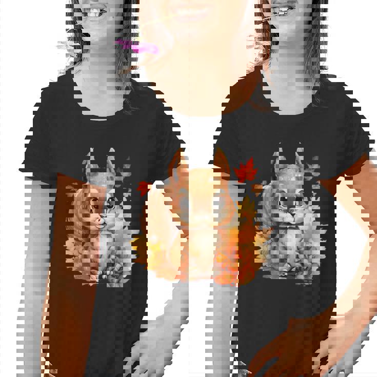 Écureuil D'automne Avec Feuilles Mignon Amoureux De La Nature D'automne Youth T-shirt