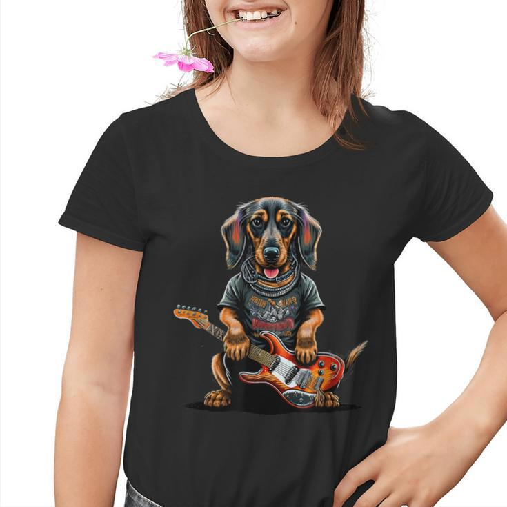 Dachshund Cute Rock And Roll Rocker Punk Kinder Tshirt