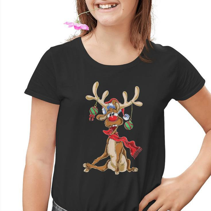 Reindeer Christmas Antlers Short Sleeve Kinder Tshirt