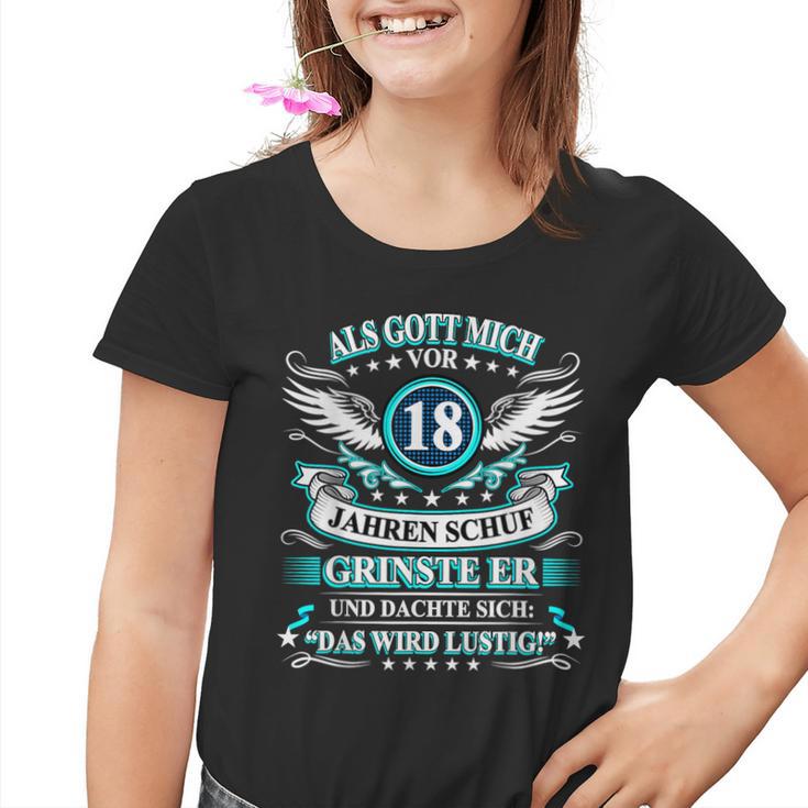 Herren Als Gott Mich Vor 18 Jahen Krinste Er 18Th Birthday S Kinder Tshirt