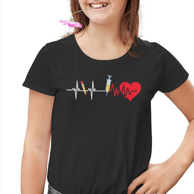 Herzpuls-Phlebotomisten-Spritze Krankenschwester Kardiologe Arzt Kinder Tshirt