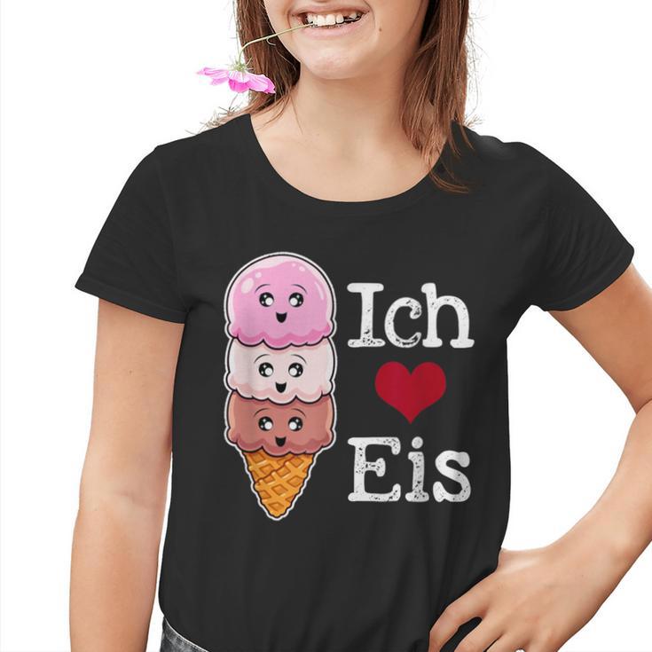 Ich Liebe Eiscreme In Waffle Horn Ice Balls Kinder Tshirt