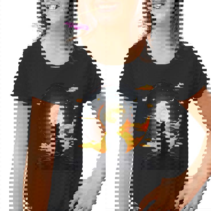 Kawaii Cat Anime Japonés Retro Divertido Gato Negro Amantes Arte Camiseta niño