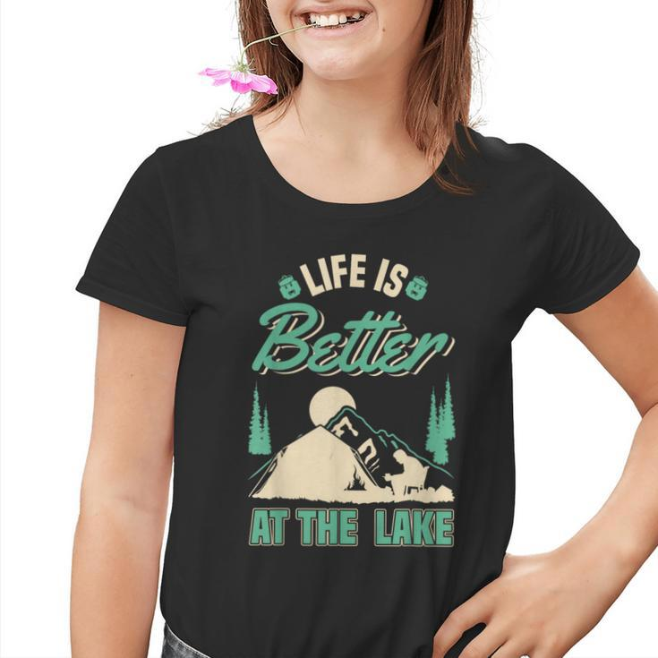 Life Is Better At Lake Outdoor Fishing Bootfahren Segeln Kinder Tshirt