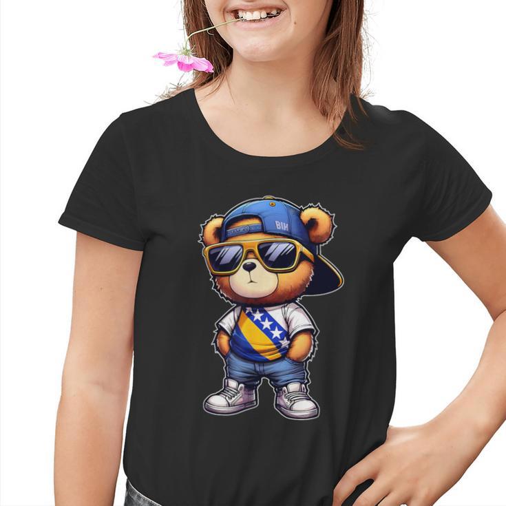 Niedlicher Teddybär Mit Bosnischer Flagge Bosniens Kinder Tshirt