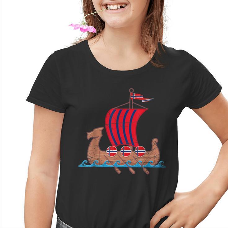 Norwegian Flagiking Ship Norway Kinder Tshirt