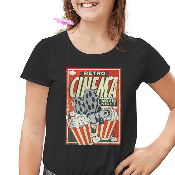 Retro Cinema Poster Popcorn Camera Film Kinder Tshirt