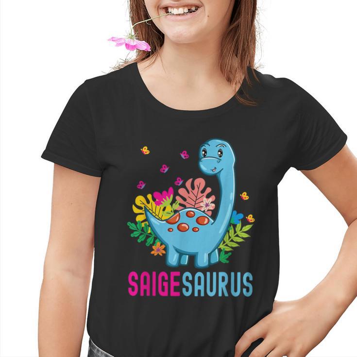 Saigesaurus Personalisierter Name Saige Dino Dinosaurier Geburtstag Kinder Tshirt