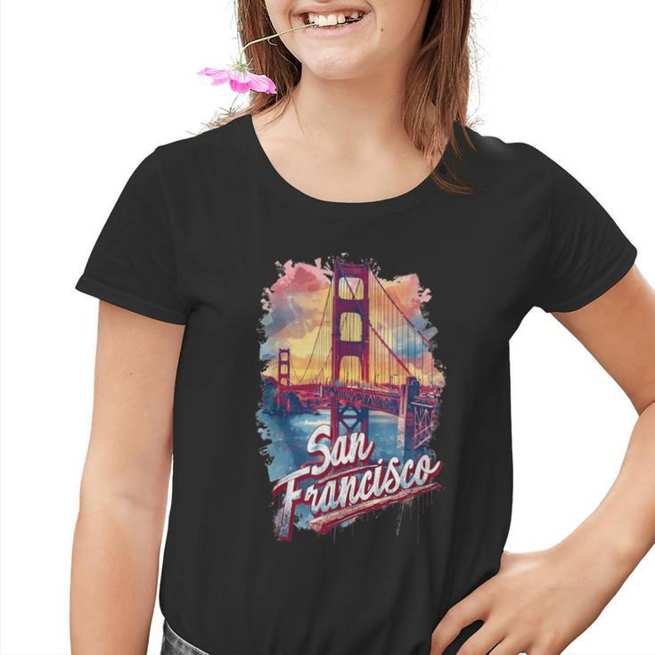 San Francisco Golden Gate Bridge Watercolour Souvenir Kinder Tshirt