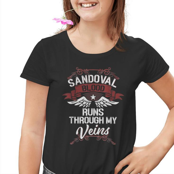 Sandoval Blood Runs Through My Veins Last Name Family Youth T-shirt
