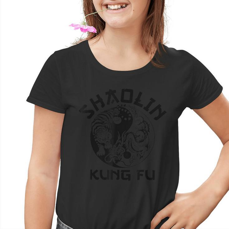 Shaolin Kung Fu Yin Yang Tiger Dragon Gray Kinder Tshirt