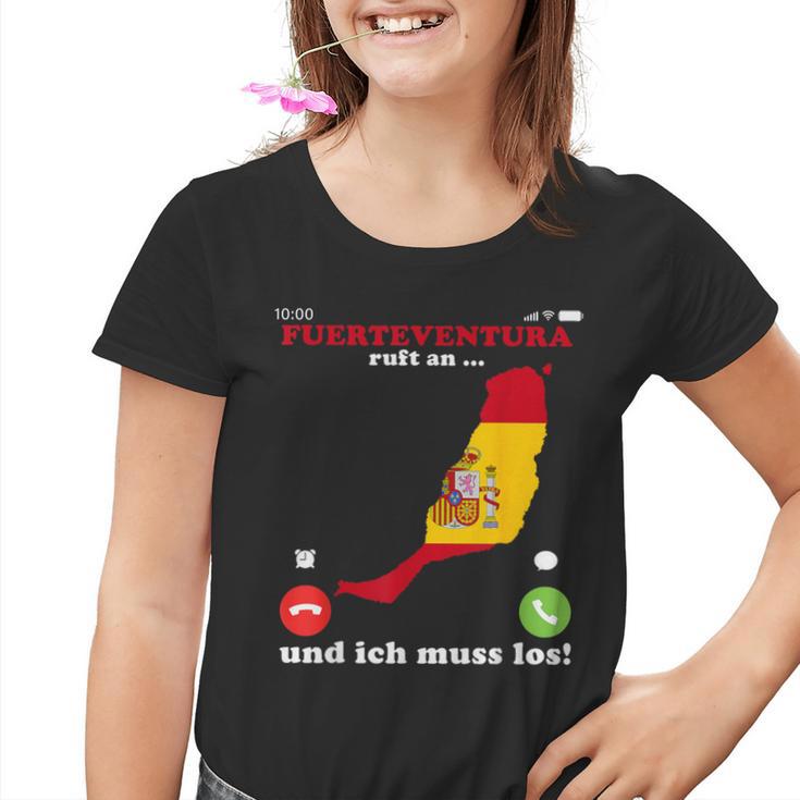 Spain Flag Fuerte Calls And I Must Go Fuerteventura Kinder Tshirt