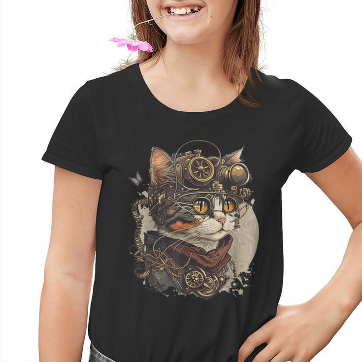 Steampunk Cat Kitten Steam Punk Kinder Tshirt