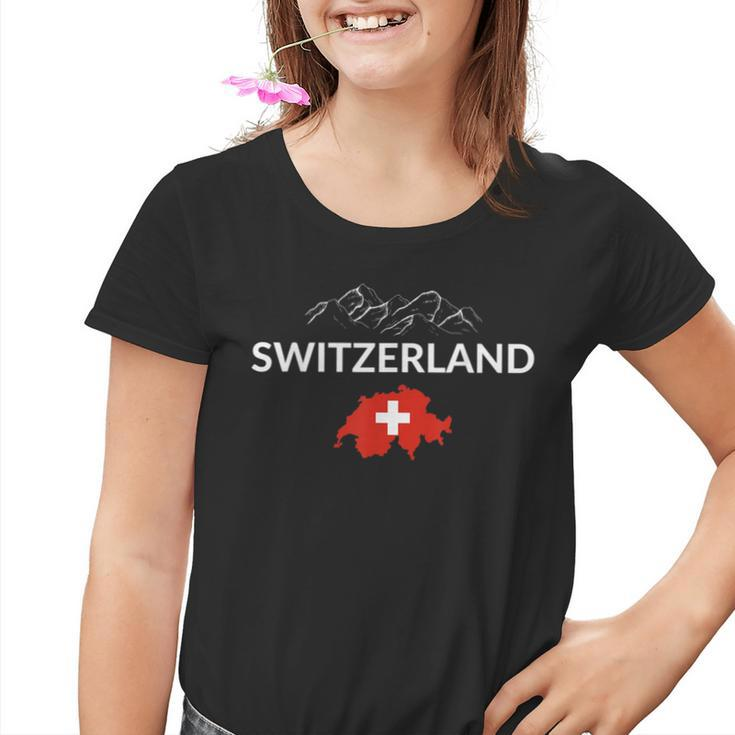 Switzerland Flag Hiking Holiday Switzerland Swiss Flag Kinder Tshirt