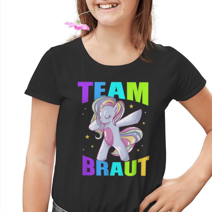 Team Braut Einhorn Hochzeit Unicorn Junggesellenabschied Kinder Tshirt