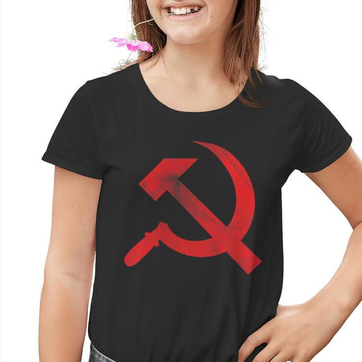 Vintage Cccp Ussr Hammer Sickle Flag Soviet Distressed Kinder Tshirt