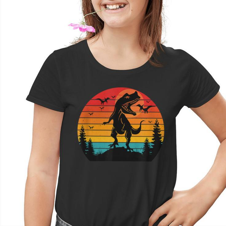 Vintage T-Rex Dinosaurier März Retro Sonnenuntergang Dinosaurier Kinder Tshirt