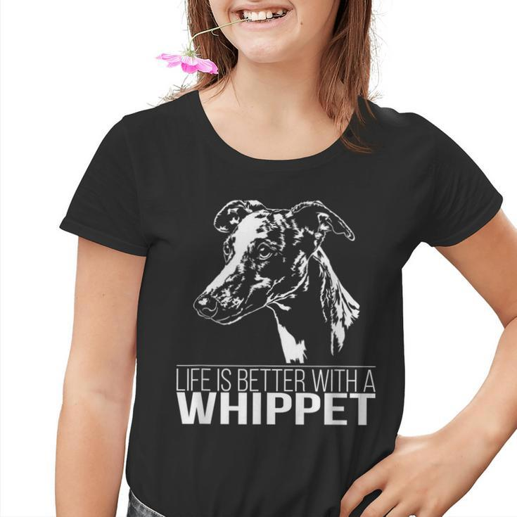 Whippet Life Is Better Greyhounds Dog Slogan Kinder Tshirt