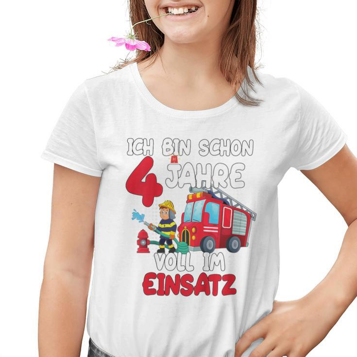 Children's Birthday Ich Bin Schon 4 Jahre Voll Im Einatz Fire Brigade Kinder Tshirt