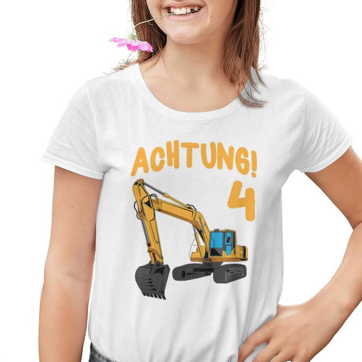 Children's Digger Birthday 'Ich Bin 4 Jahre Bausite' Kinder Tshirt