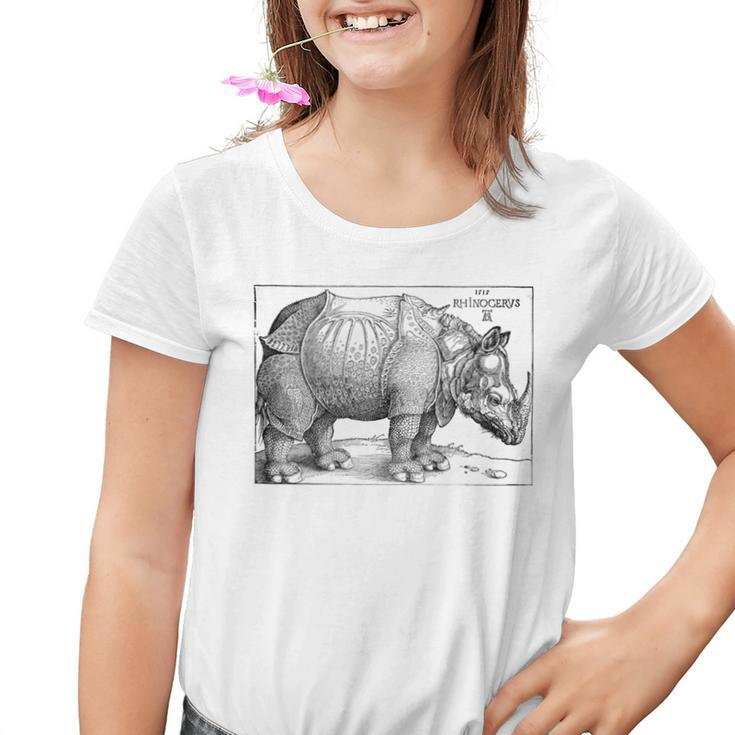 Rhinoceros Albrecht Durer Vintage Illustration Engraving Kinder Tshirt