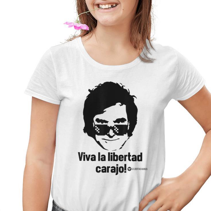 Viva La Libertad Carajo La Libertad Avanza Javier Milei Gray Kinder Tshirt