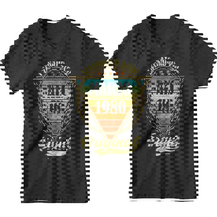 44 Cumpleaños Nacido En Marzo De 1980Intage 44 Años Camiseta niño