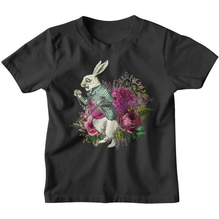 Alice Wonderland Rabbit Pocket Watch Kinder Tshirt