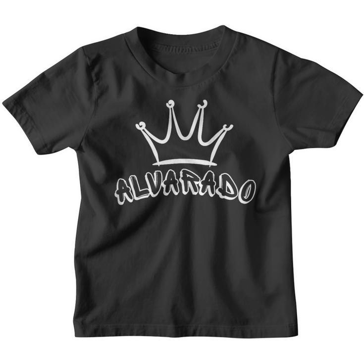 Alvarado Family Name Cool Alvarado Name And Royal Crown Youth T-shirt