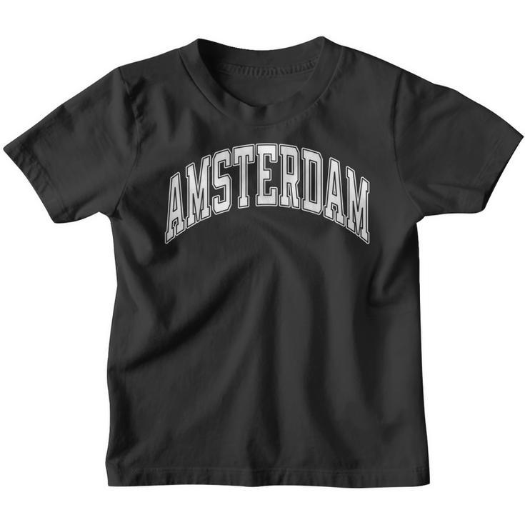 Amsterdam Netherlands Varsity Style Text Kinder Tshirt