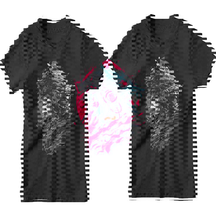 Anime Manga Cyberpunk Aesthetic Techwear Harajuku Wolf Camiseta niño