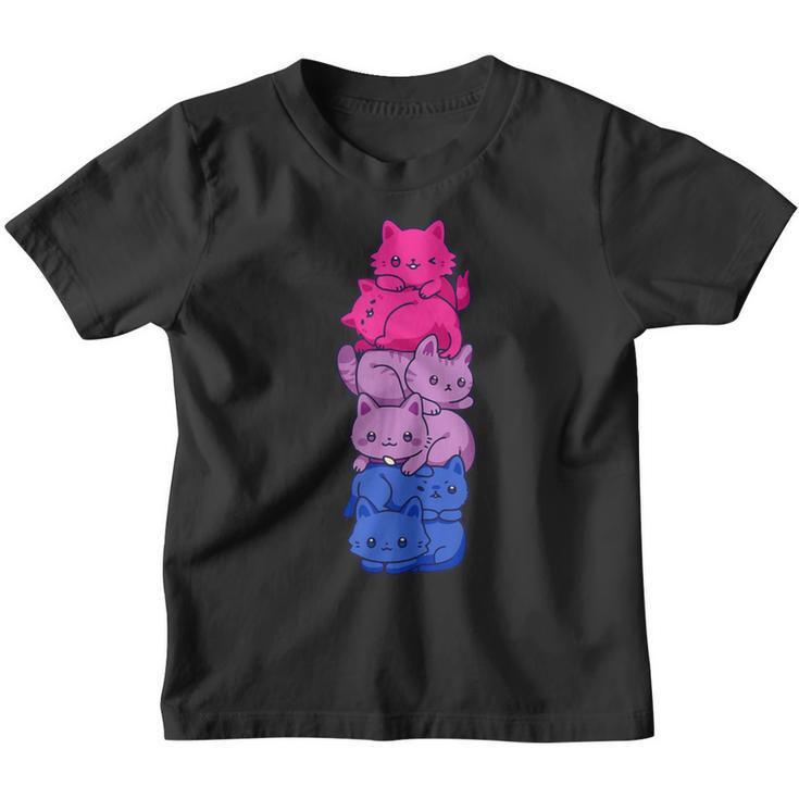 Bi Pride Cat Lgbt Bisexual Flag Cute Kawaii Cat Kinder Tshirt