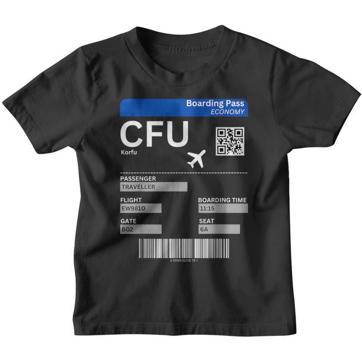 Boarding Pass Korfu Cfu Flugticket Griechenland Korfu Kinder Tshirt