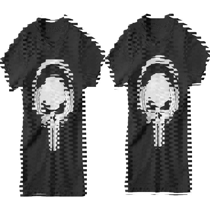 Calavera Dj Con Cascos Dj Skull Headphones Camiseta niño