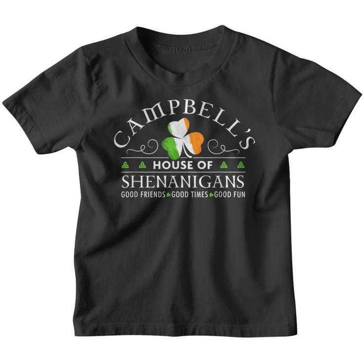 Campbell House Of Shenanigans Irish Family Name Youth T-shirt