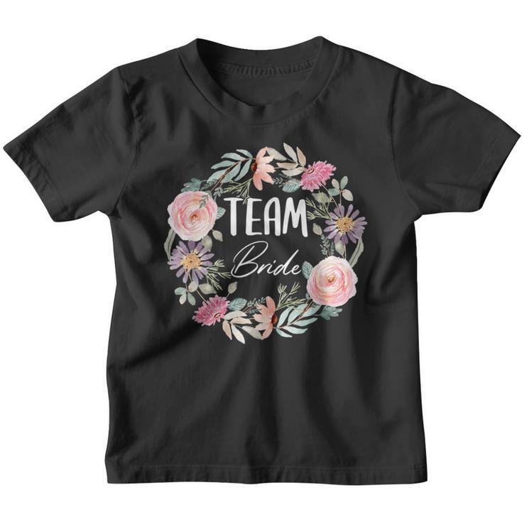 Damen Team Bride Blumenkranz Junggesellenabschied Jga Kinder Tshirt