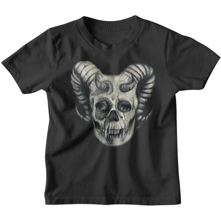 Dämonenschädel Demon Skull Totenkopf Teufel Kinder Tshirt