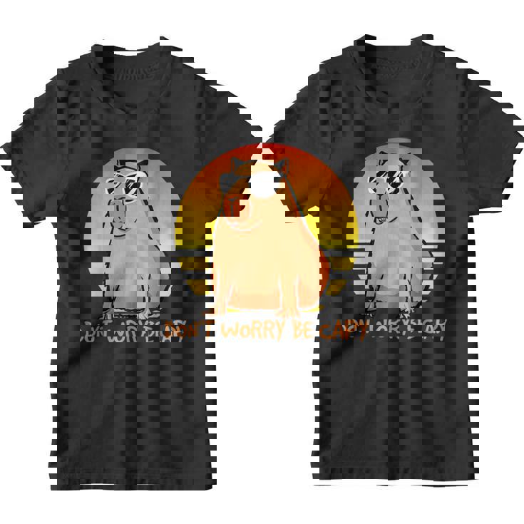 Don't Worry Be Capy Retro Sunset Capybara Cita Be Capy Camiseta Camiseta niño