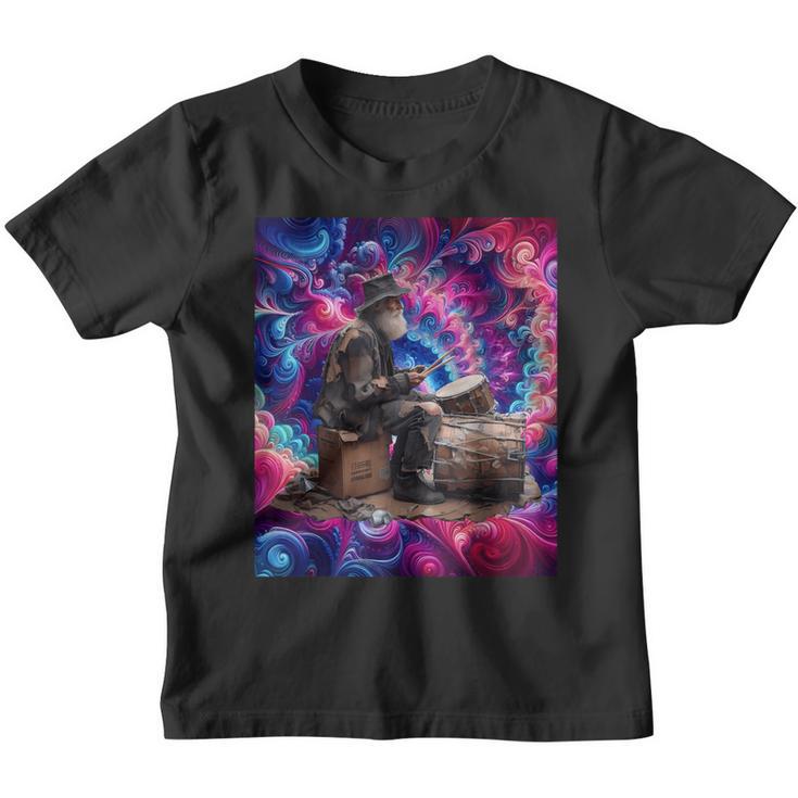 Drumming Tess Für Die Old Man Psychedelic Street Drummers Kinder Tshirt