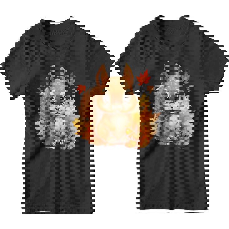 Écureuil D'automne Avec Feuilles Mignon Amoureux De La Nature D'automne Youth T-shirt