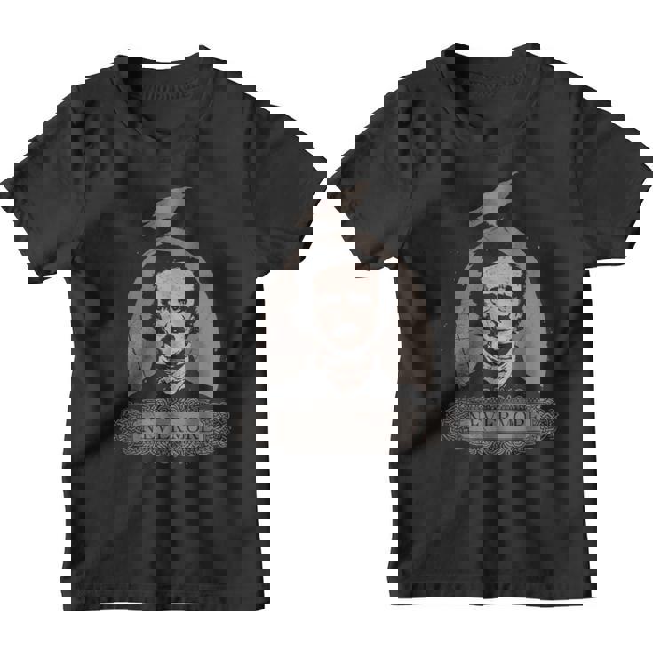 Edgar Allan Poe Cuervo Gótico Nunca Más Oculto Inglés Horror Camiseta niño
