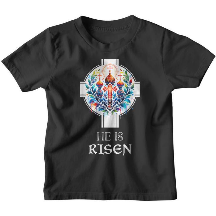 Er Ist Auferstandenes Kreuz Jesus Ostern Christliche Religiöse Männer Jugendliche Kinder Tshirt