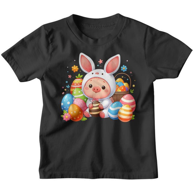 Frohe Ostern Schwein Im Häschen Kostüm Kinder Tshirt