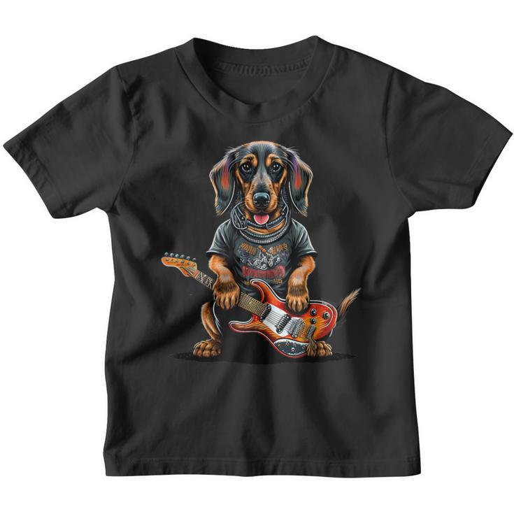 Dachshund Cute Rock And Roll Rocker Punk Kinder Tshirt