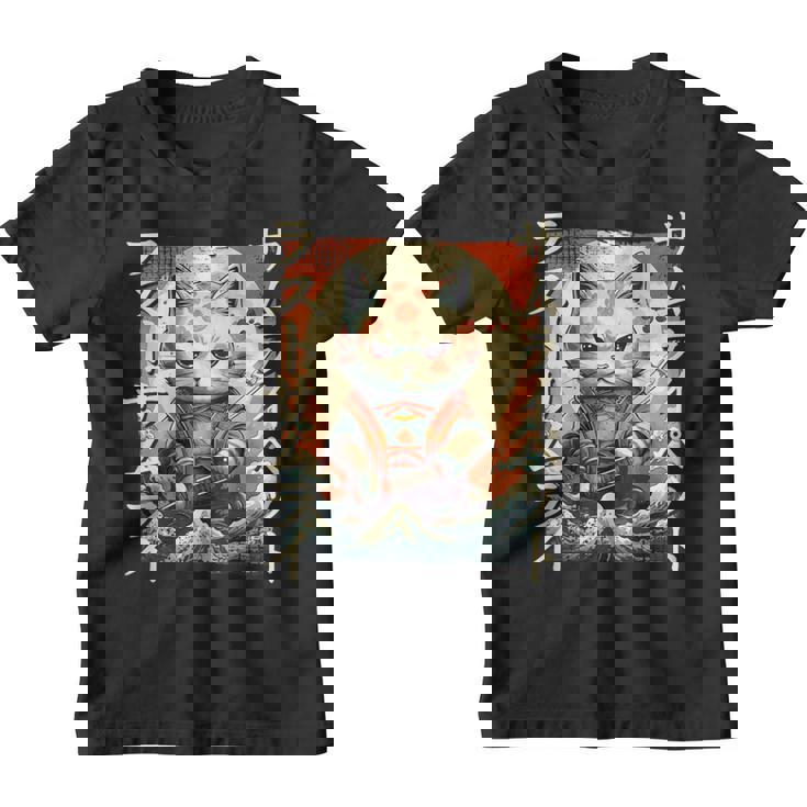 Gato Samurai Guerrero Japonés Ninja Kitty Kawaii Camiseta niño