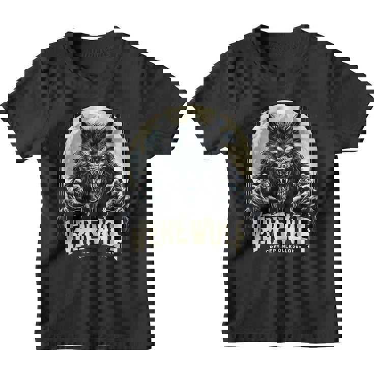 Loup-Garou Pleine Lune Effrayant Monstre Folklore Youth T-shirt