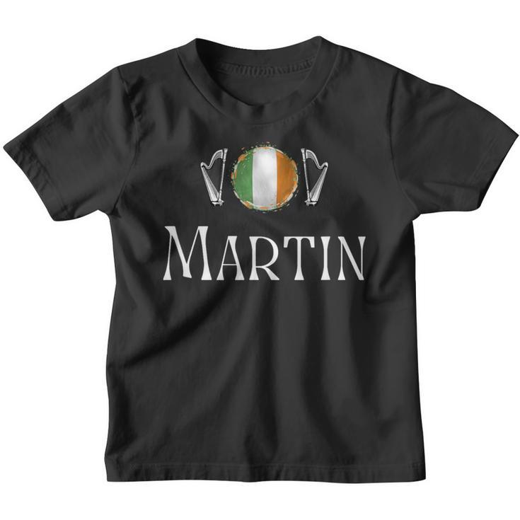 Martin Surname Irish Family Name Heraldic Flag Harp Youth T-shirt