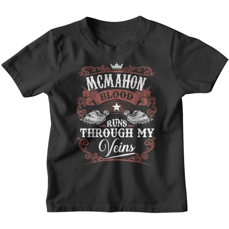 Mcmahon Blood Runs Through My Veins Family Name Vintage Youth T-shirt