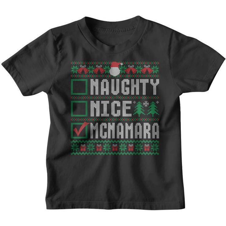 Mcnamara Family Name Naughty Nice Mcnamara Christmas List Youth T-shirt